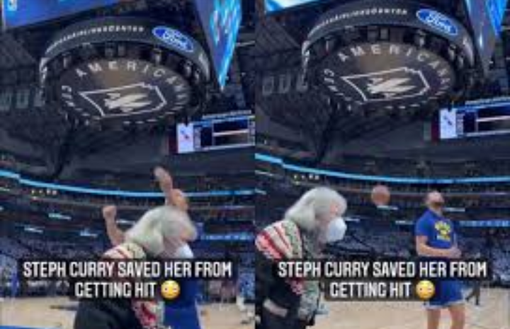 Inspiredlovers Screenshot_20220108-200133 Steph Curry Proof Humanity by amazingly saves woman from getting hit by ball NBA Sports  Steve Kerr Steph Curry NBA Golden State Warriors 