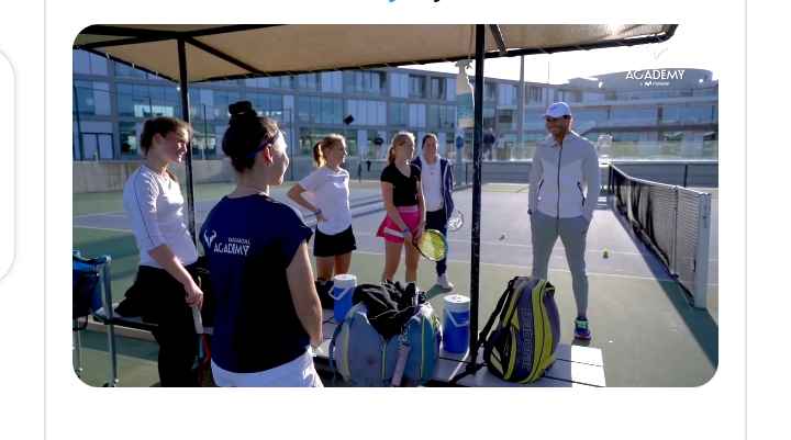 Inspiredlovers Screenshot_20220424-195918 Rafael Nadal interacts with his students as he.... Sports Tennis  World Tennis Tennis World Tennis Rafael Nadal Monte Carlo Masters Manacor in Mallorca King of Clay ATP 