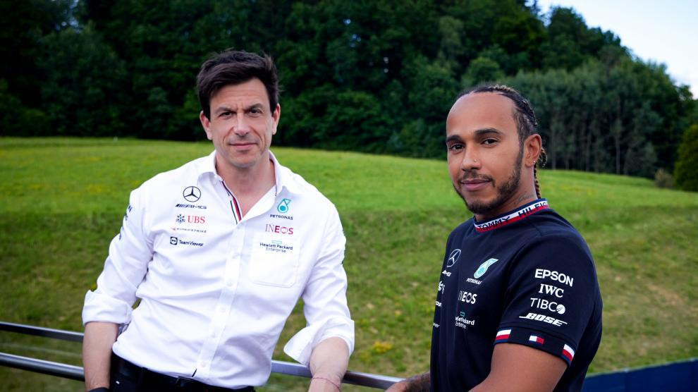 Inspiredlovers lewis-hamilton-y-toto-wolff "Legal Storm Brewing: Toto Wolff Watches Closely as Felipe Massa's Case Could Reshape Lewis Hamilton's 2021 Championship" Boxing Sports  Mercedes Team Principal Toto Wolff Lewis Hamilton Formula 1 Bernie Ecclestone 