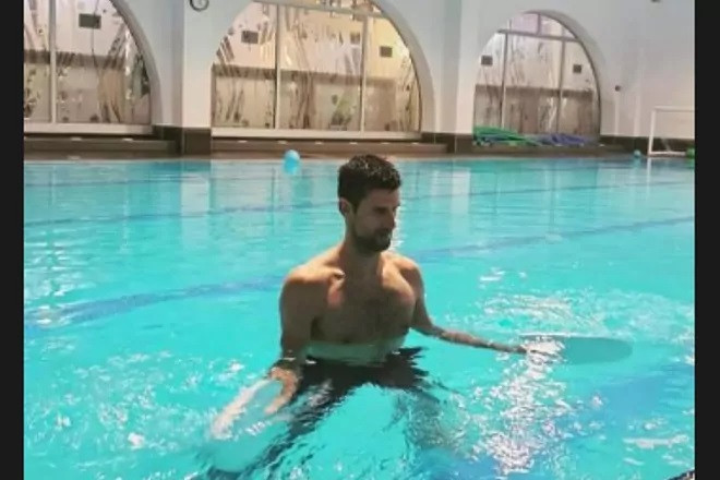 Inspiredlovers 16762964388426 Novak Djokovic recovers with exercises in the pool from the... Sports Tennis  Tennis World Tennis News Novak Djokovic ATP 