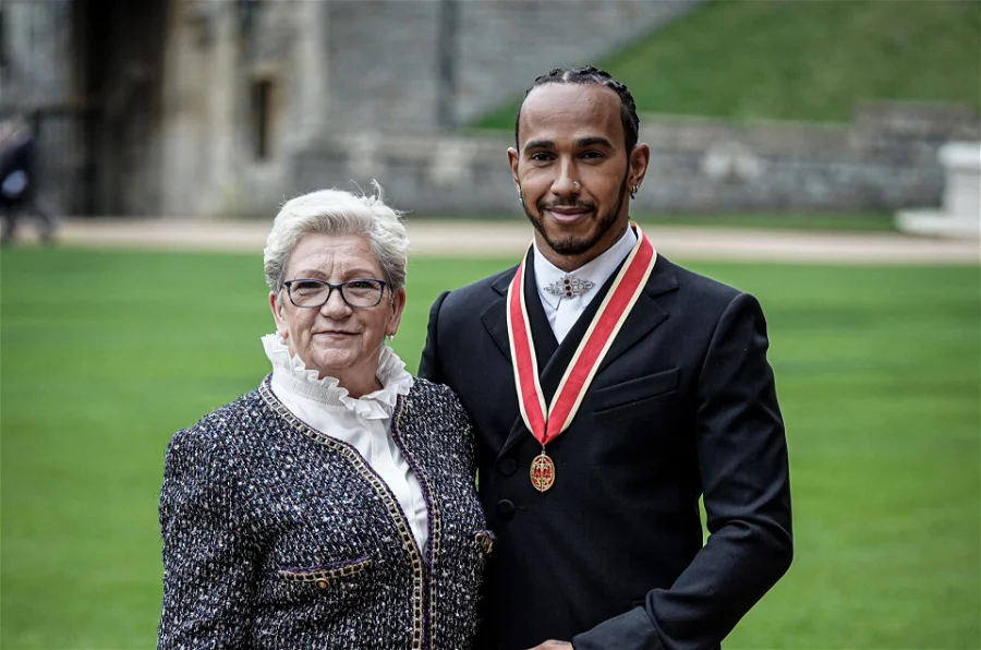 Inspiredlovers Lewis-Hamilton-with-mother-love "Beyond the Checkered Flag: Lewis Hamilton's Emotional Toast to Mum Carmen Sparks Viral Birthday Buzz" Boxing Sports  Lewis Hamilton Formula 1 F1 News 