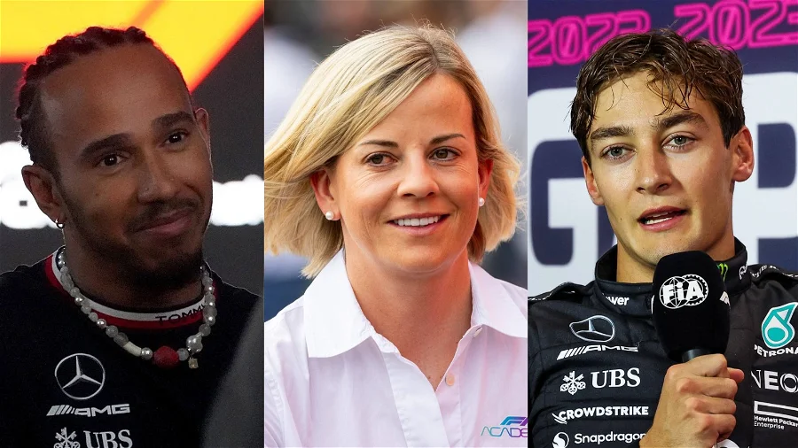 Inspiredlovers hamilton_susiewolff_russell Susie Wolff Ignores George Russell’s Noble Move to Expose F1’s Ugly Reality to defend Lewis Hamilton Sports  Lewis Hamilton Formula 1 F1 News 