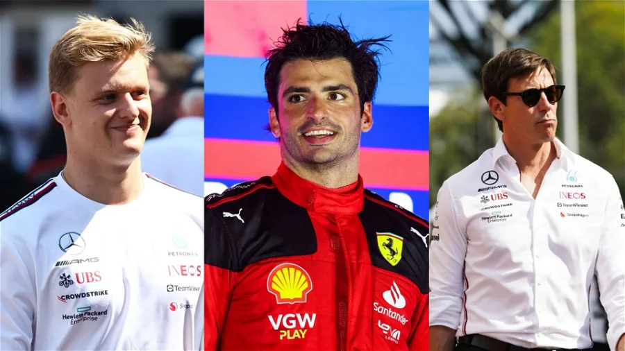 Inspiredlovers L-R-Mick-Schumacher-Carlos-Sainz-Toto-Wolff-1 Bad News for Carlos Sainz as Toto Wolff Delivers Verdict on Mick Schumacher F1 Participation Sports  